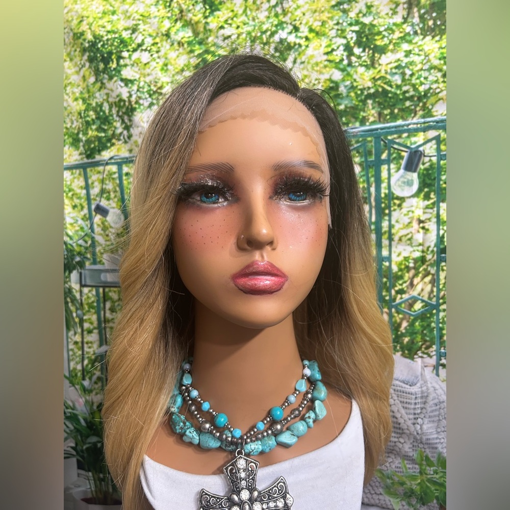 Ombré Honey Blonde Curly Lace Front Wig